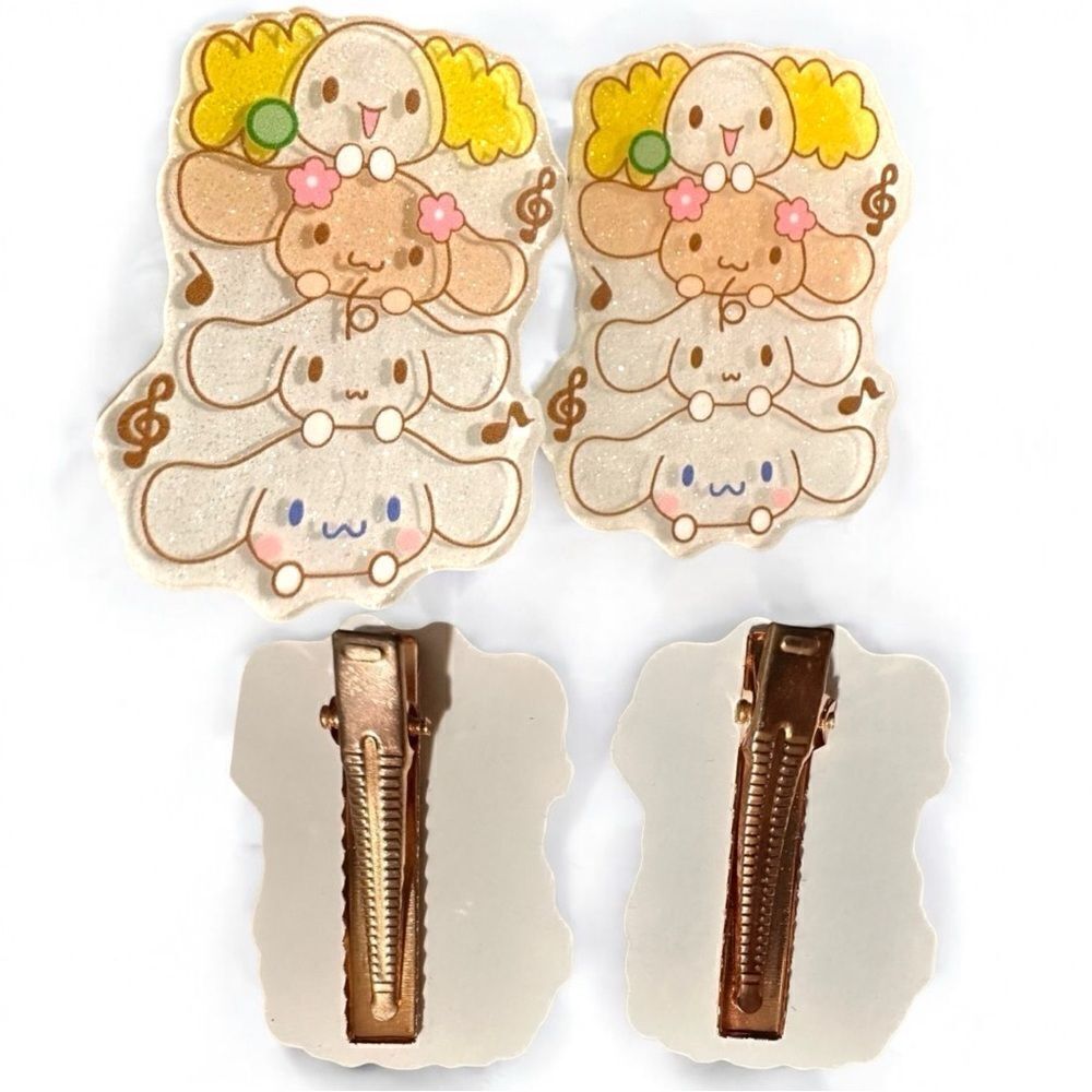 Sanrio Cinnamoroll Hair Clips 2 Pcs – Stacked Character Acrylic Barrettes